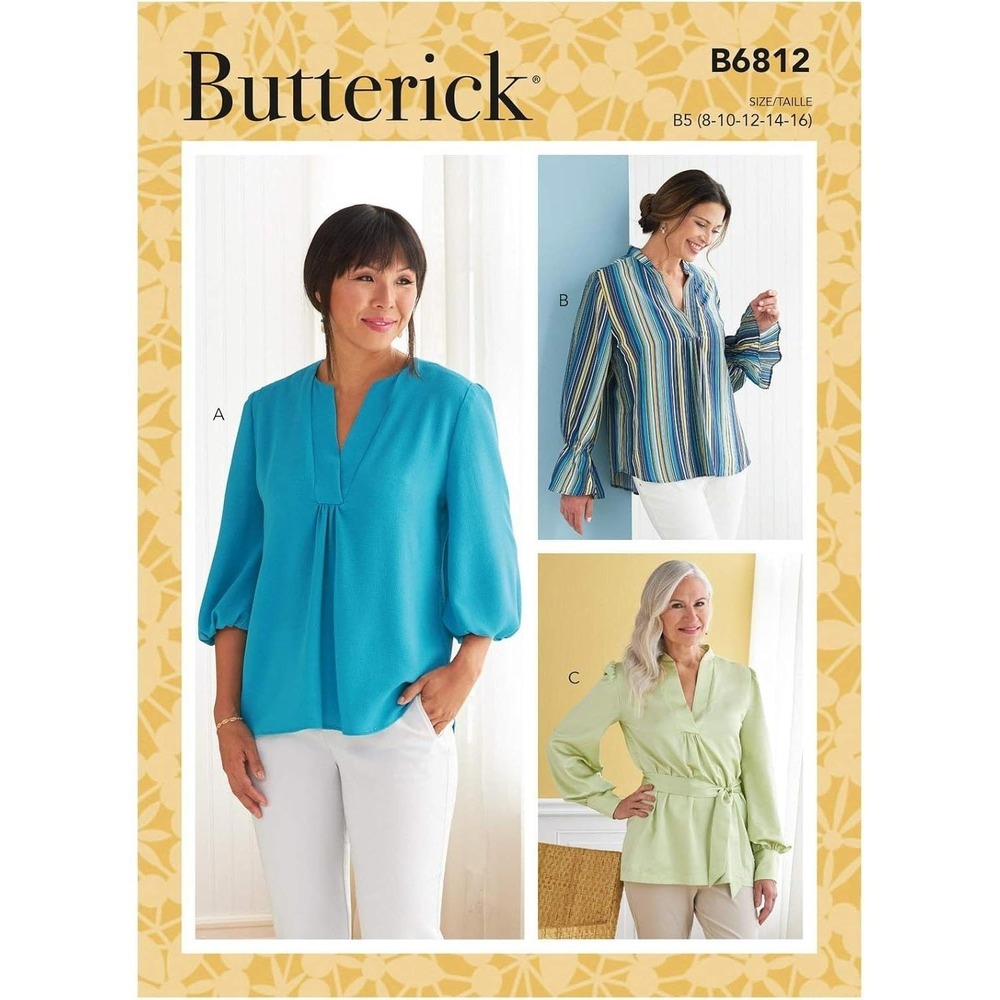 Butterick B6812 Misses Tunic Top & Sash Sewing Pattern Sizes B5 8-10-12-14-16
